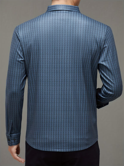 Men’s Premium Blue Vertical Stripe Slim Fit Shirt