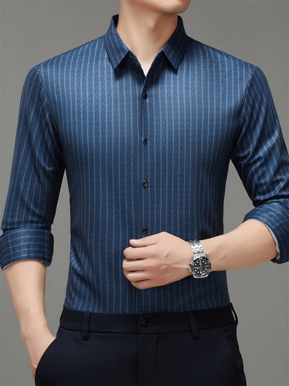 Men’s Premium Blue Vertical Stripe Slim Fit Shirt