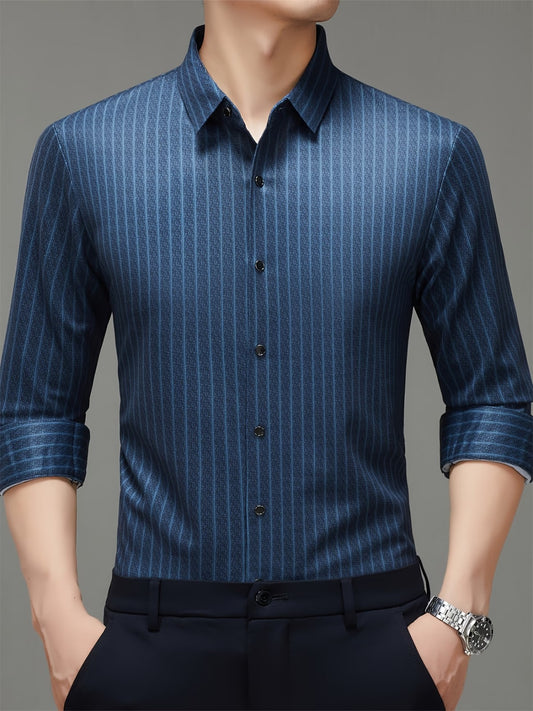 Men’s Premium Blue Vertical Stripe Shirt