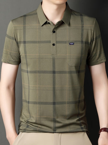 Men’s Premium Olive Checked Polo T-Shirt