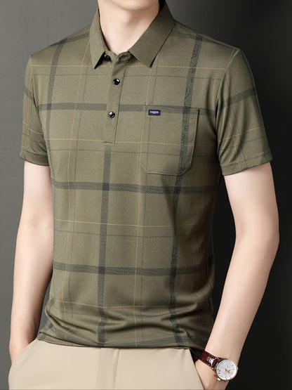 Men’s Premium Olive Checked Polo T-Shirt