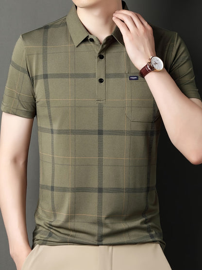 Men’s Premium Olive Checked Polo T-Shirt