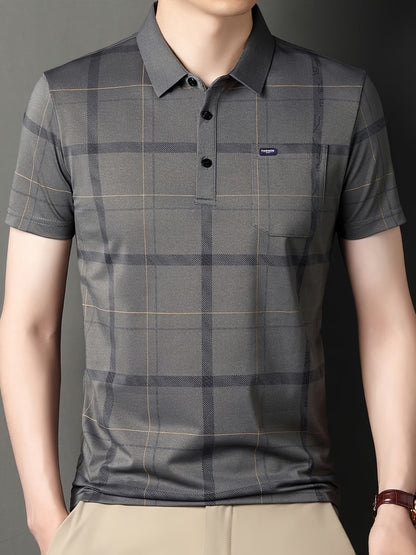 Men’s Premium Grey Checked Polo T-Shirt