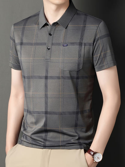 Men’s Premium Grey Checked Polo T-Shirt