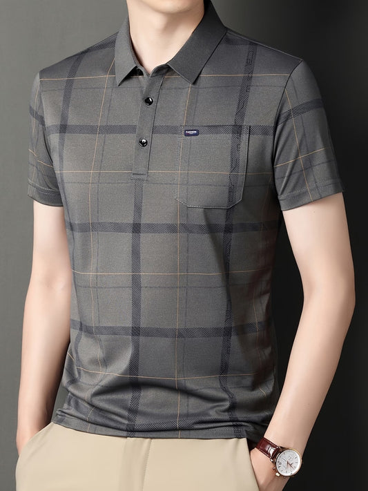 Men’s Premium Grey Checked Polo T-Shirt