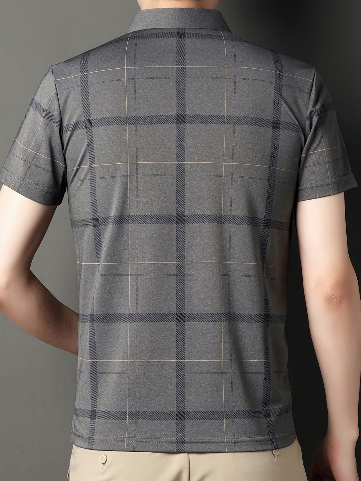 Men’s Premium Grey Checked Polo T-Shirt