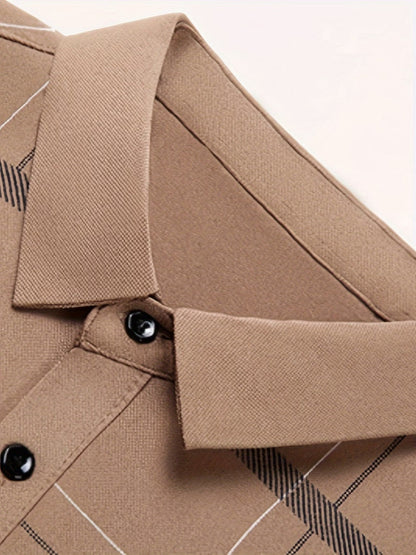 Men’s Premium Brown Checked Polo T-Shirt