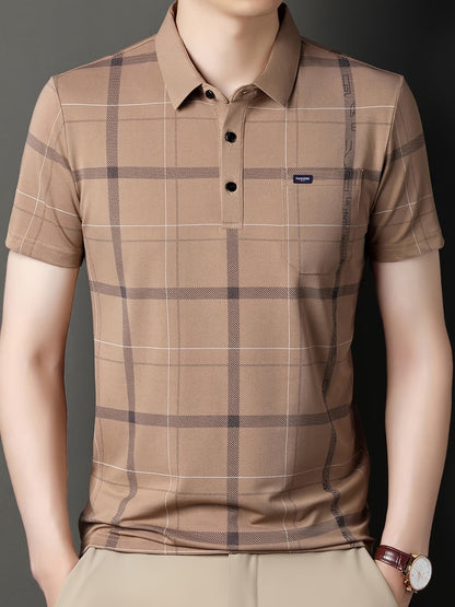 Men’s Premium Brown Checked Polo T-Shirt