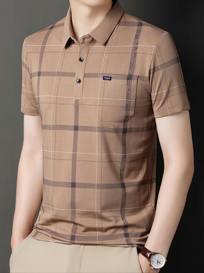 Men’s Premium Brown Checked Polo T-Shirt