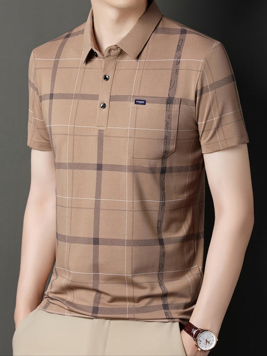 Men’s Premium Brown Checked Polo T-Shirt