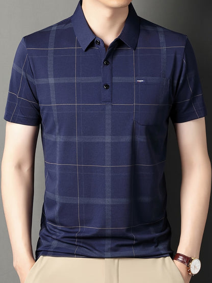 Men’s Premium Navy Checked Polo T-Shirt
