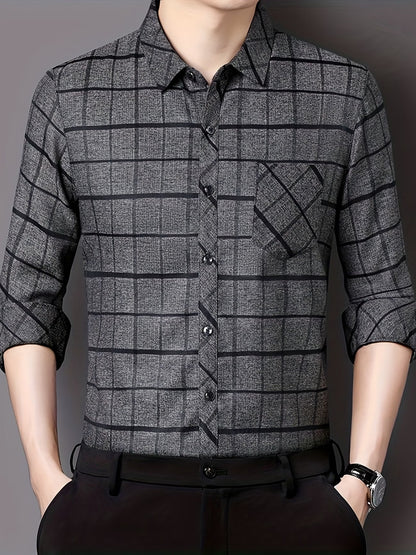 Men’s Premium Grey Windowpane Check Slim Fit Shirt