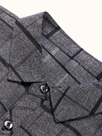Men’s Premium Grey Windowpane Check Slim Fit Shirt