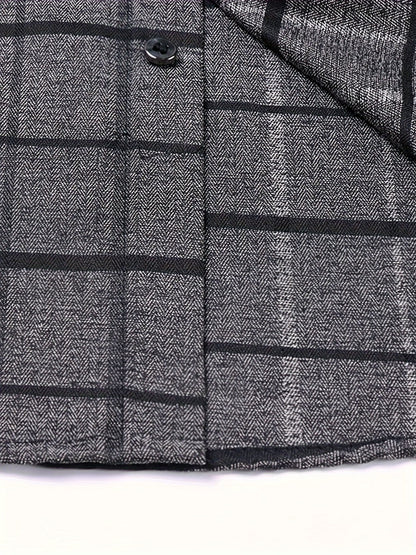 Men’s Premium Grey Windowpane Check Slim Fit Shirt