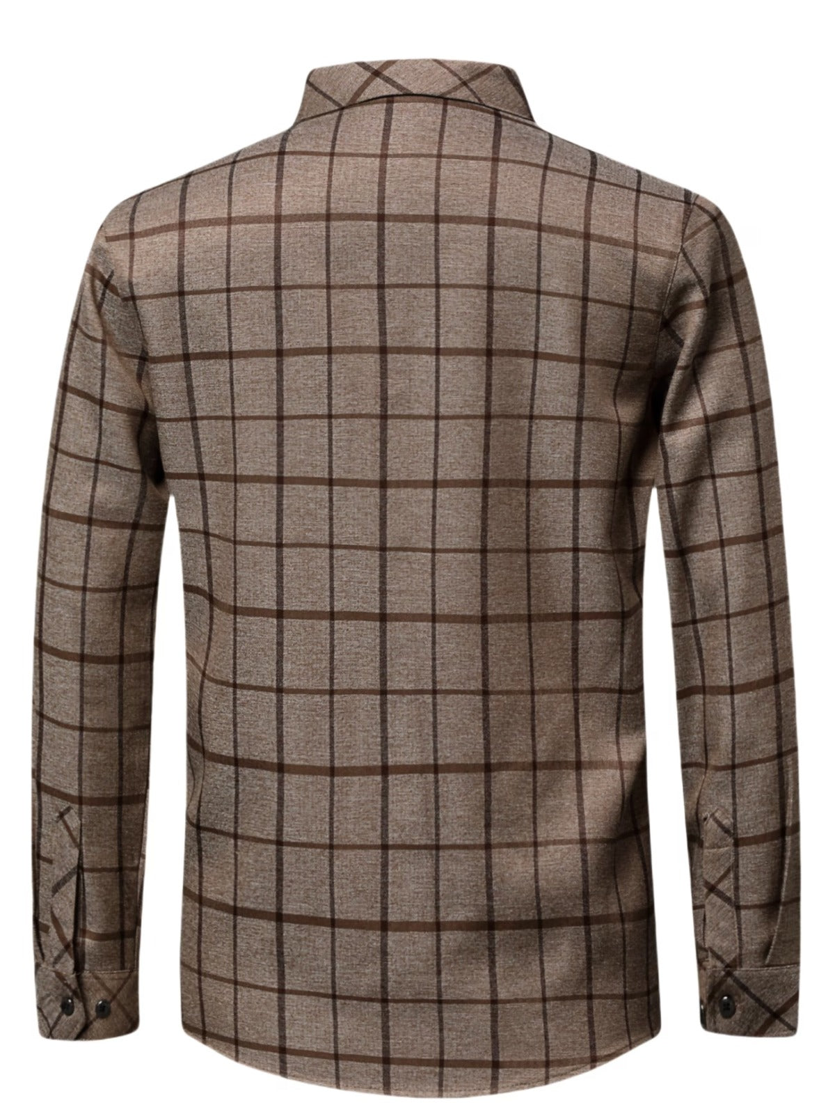 Men’s Premium Brown Windowpane Check Slim Fit Shirt