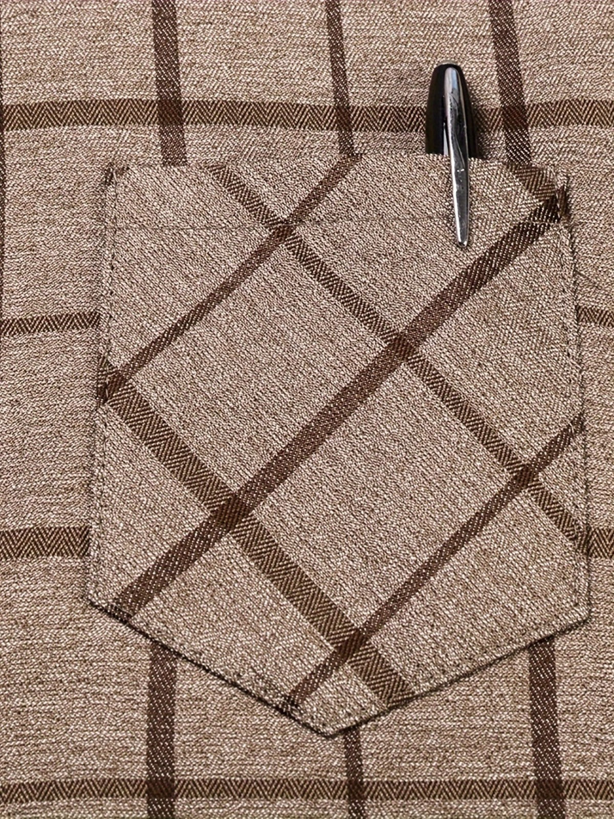 Men’s Premium Brown Windowpane Check Slim Fit Shirt