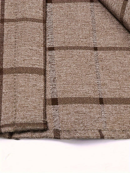 Men’s Premium Brown Windowpane Check Slim Fit Shirt
