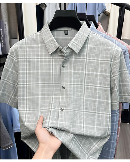 Men’s Classic Mint Green Checked Half Sleeve Shirt