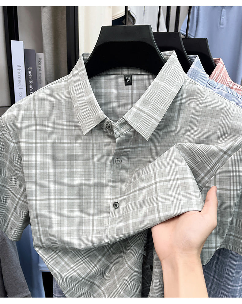 Men’s Classic Mint Green Checked Half Sleeve Shirt