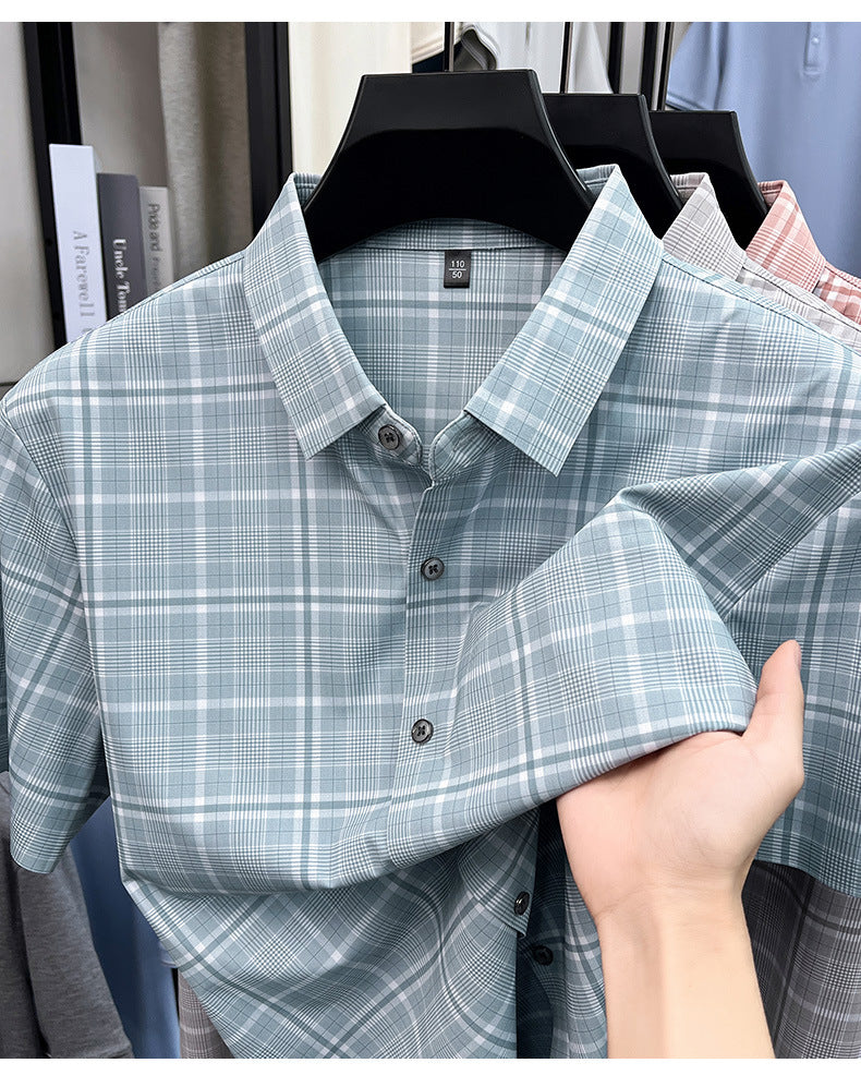 Men’s classic Ice Blue Checked Half Sleeve Shirt
