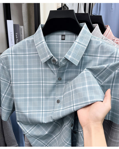 Men’s classic Ice Blue Checked Half Sleeve Shirt