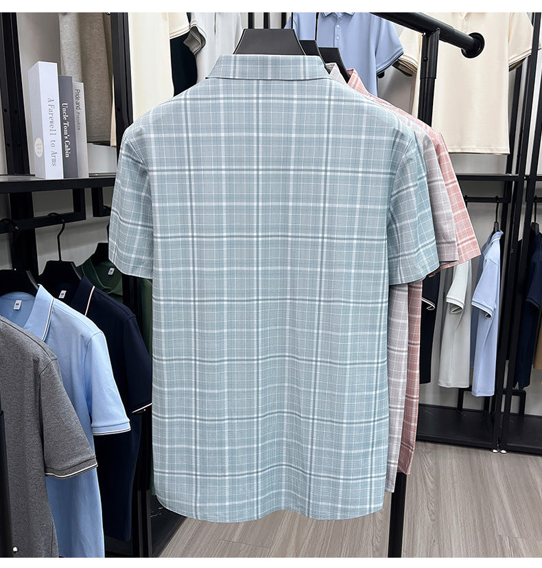 Men’s classic Ice Blue Checked Half Sleeve Shirt