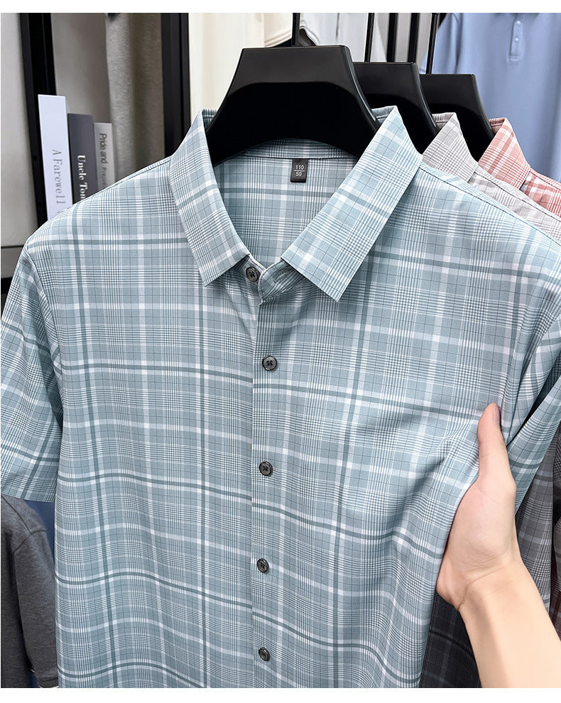 Men’s classic Ice Blue Checked Half Sleeve Shirt