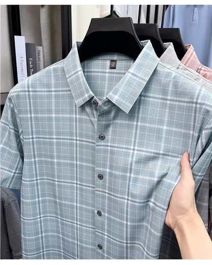 Men’s classic Ice Blue Checked Half Sleeve Shirt