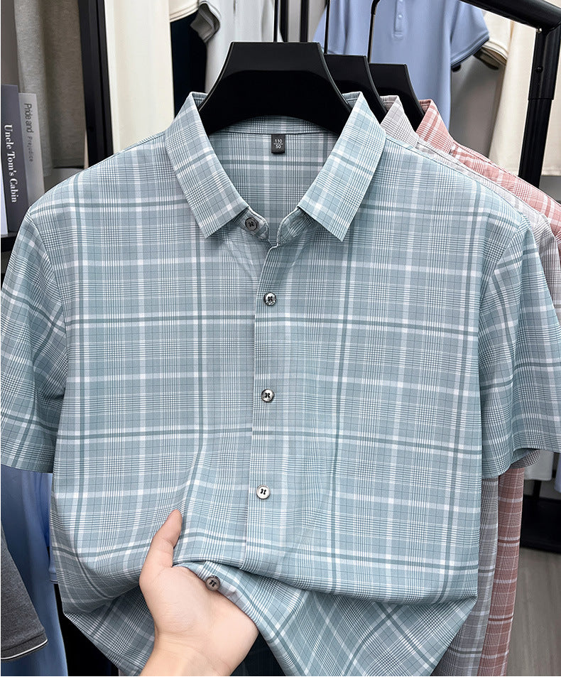 Men’s classic Ice Blue Checked Half Sleeve Shirt
