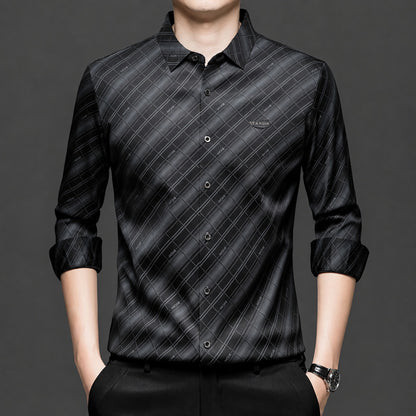Men’s Black Checkered Slim Fit Formal Shirt