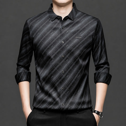 Men’s Black Checkered Slim Fit Formal Shirt