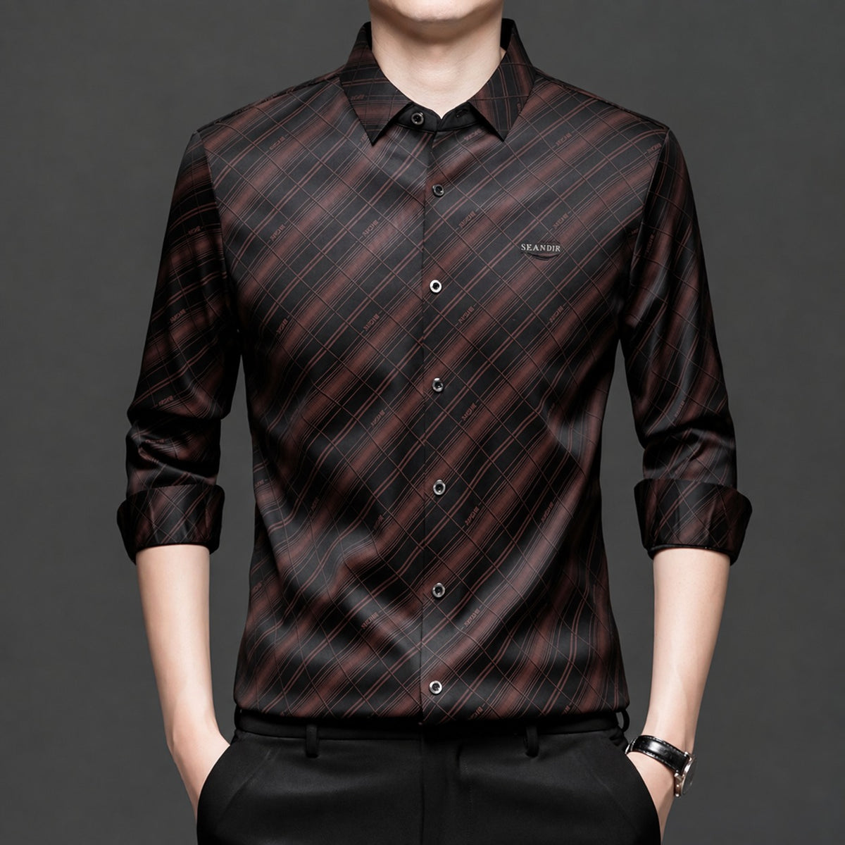 Men’s Black & Brown Checkered Shirt
