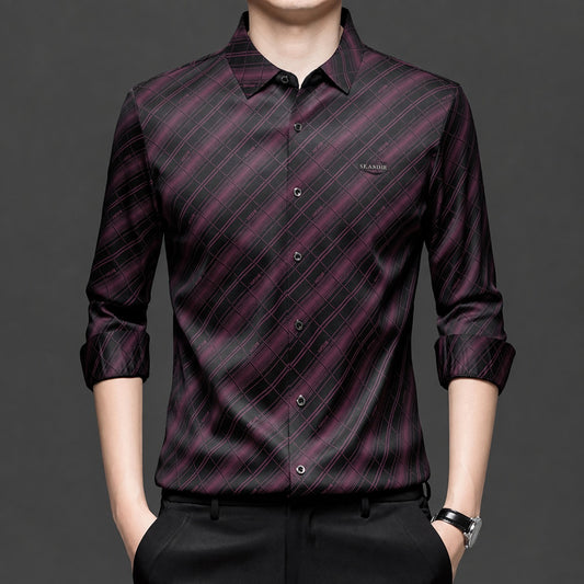 Men’s Burgundy & Black Checkered Shirt