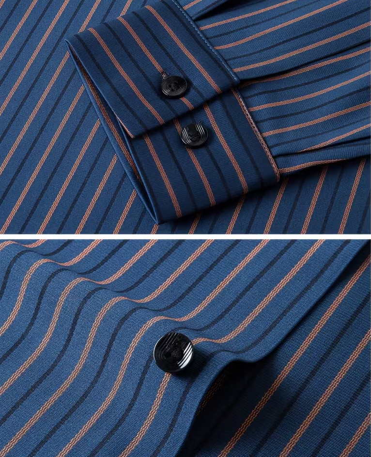 Men’s Navy Blue Vertical Striped Formal Shirt