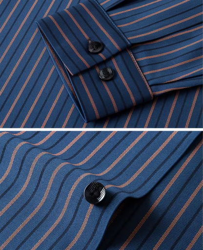 Men’s Navy Blue Vertical Striped Formal Shirt
